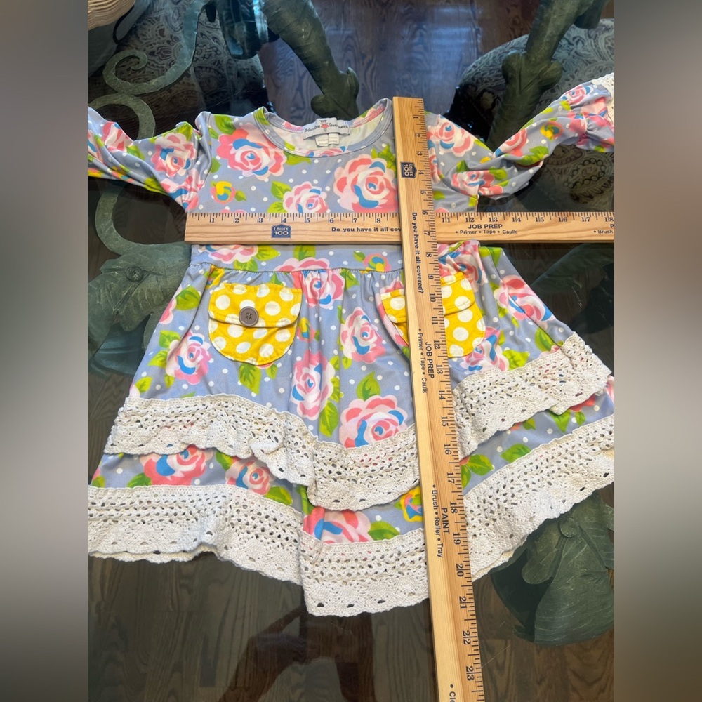 Adorable Sweetness Girls Ruffle Dress Size 5 Pastel Floral Multicolor Boho - Picture 7 of 7